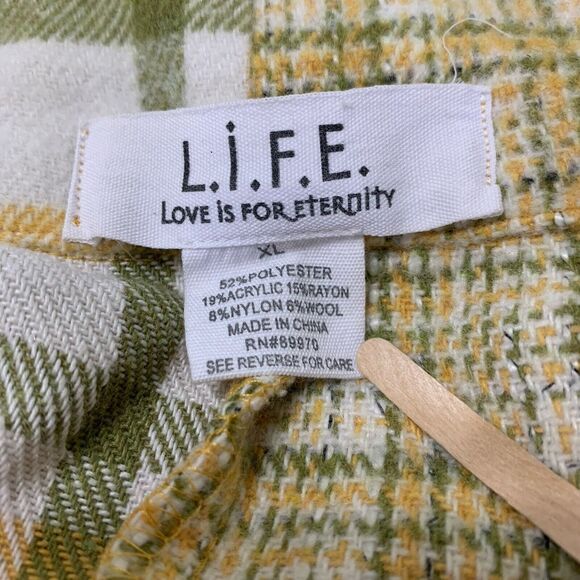 Love Is For Eternity Jacket Women XL Shacket Plaid Cozy Western Gorpcore L.i.F.E - Picture 3 of 11